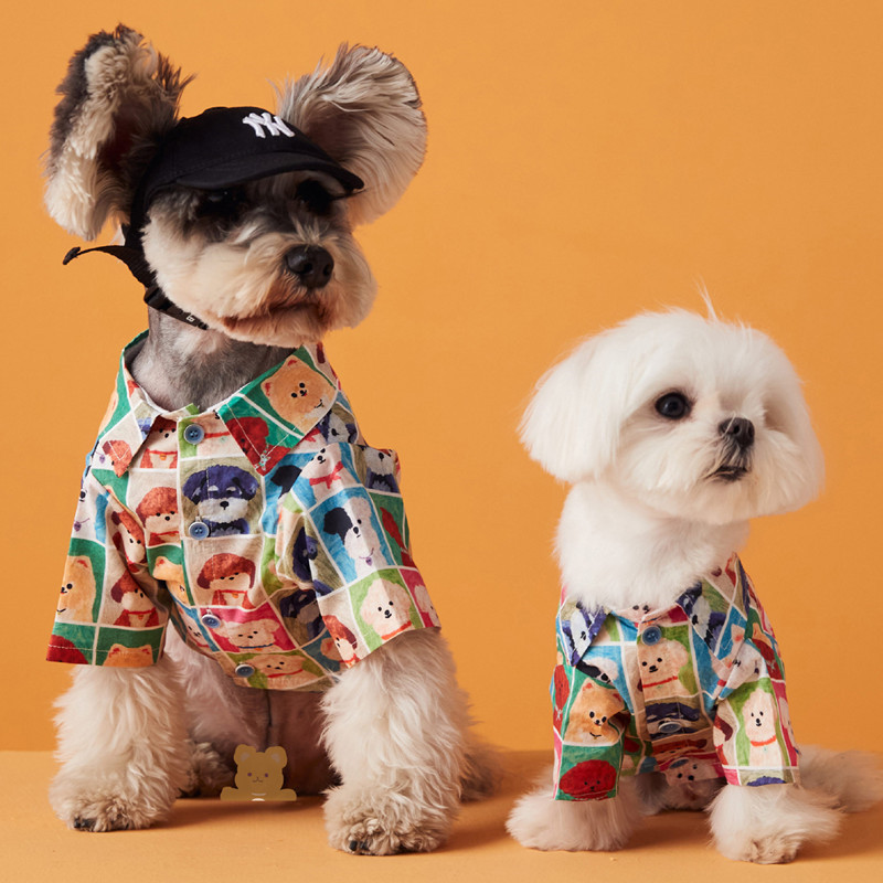 Pet Dog Clothes Summer Small Dog Summer Shirt Male Dog French Bulldog Schnauzer Summer Clothes Cat Clothes Thin Shirt Trendy