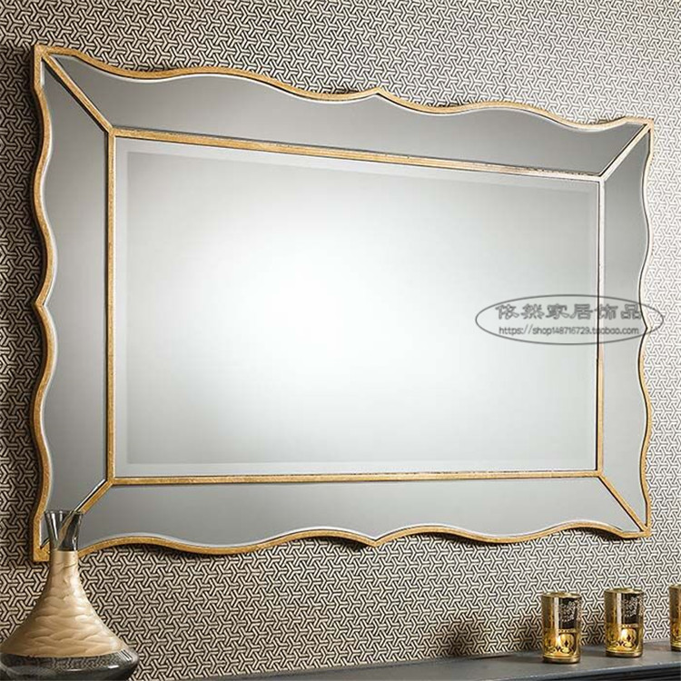Eurostyle Bathroom Mirror Makeup Room Hanging Mirror Soft Clothing Home Genguan Decorative Mirror Wall-mounted minimalist square wall decoration Customized