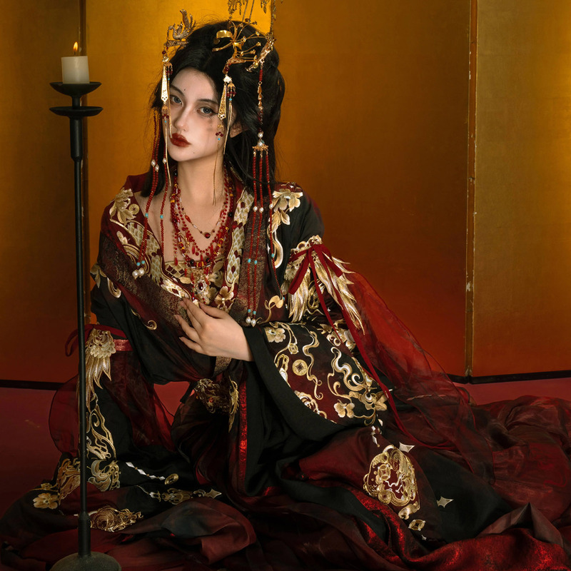 New [Yulong] Autumn and Winter Women's Hanfu Heavy Embroidery Northern and Southern Dynasties Hanfu Set Improved Warring States Robe Ancient Costume