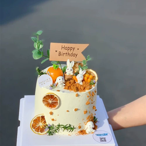 Корейский маленький морковный кролик с аксессуарами с грибочками-гвоздиками, подарок на день рождения