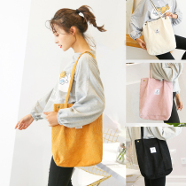 Canvas bag women shoulder Korean simple Joker 2019 New ins large capacity leisure Japanese simple Academy style