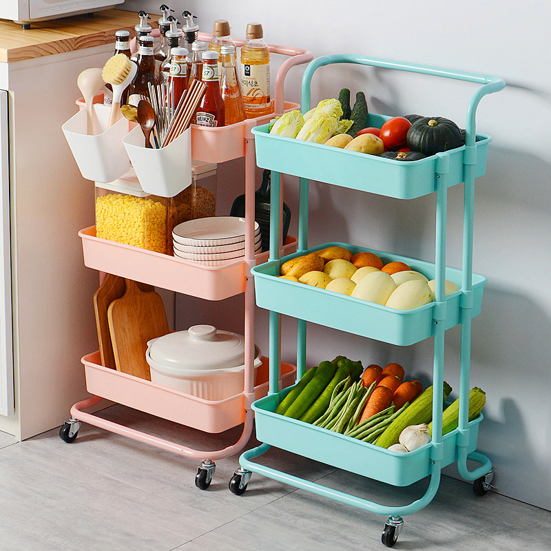 Kitchen Containing Small Trolley Shelve Net Red Dorm Room Room Dorm Room Baby Supplies Removable Storage floor shelf
