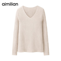 Amy love v-neck knitwear women Spring and Autumn slim sweater 2021 New blouse black long sleeve pullover base shirt