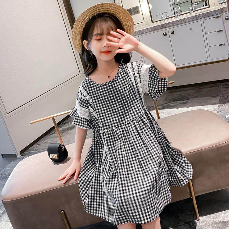 Girl Ocean Dress Summer Dress 2021 New Children Suit Foreign Pie Suit Dress Summer 12-year-old girl Girl Skirt