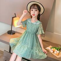 6 Girls Summer Clothes Dress Dress Foreign Air 8 Elementary School Kids Snowspinning Princess Nepotism Girl Child Girl Crush dresses Long dress 12