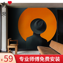 Personality characters wallpaper minimalist abstract creative restaurant Wall cloth TV background wallpaper seamless custom bedroom mural