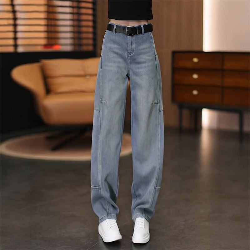 High-Waisted Slim Fit Scimitar Jeans for Women, Spring/Summer 2026 New Style, Casual, Slimming, Loose, Versatile Banana Pants, Straight-Leg Pants