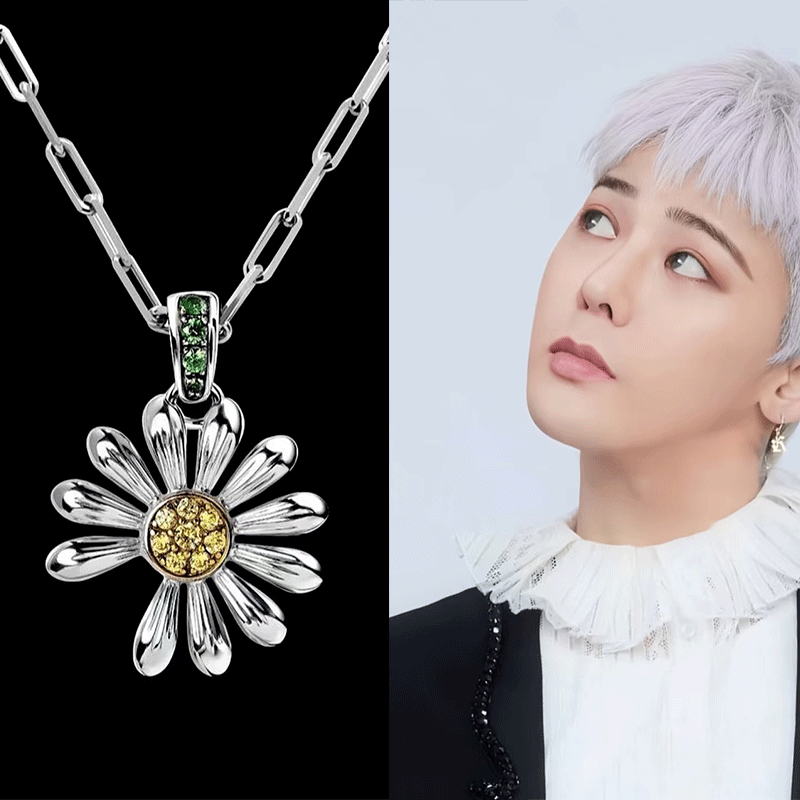 Gd g-dragon style 925 sterling silver plated platinum daisy