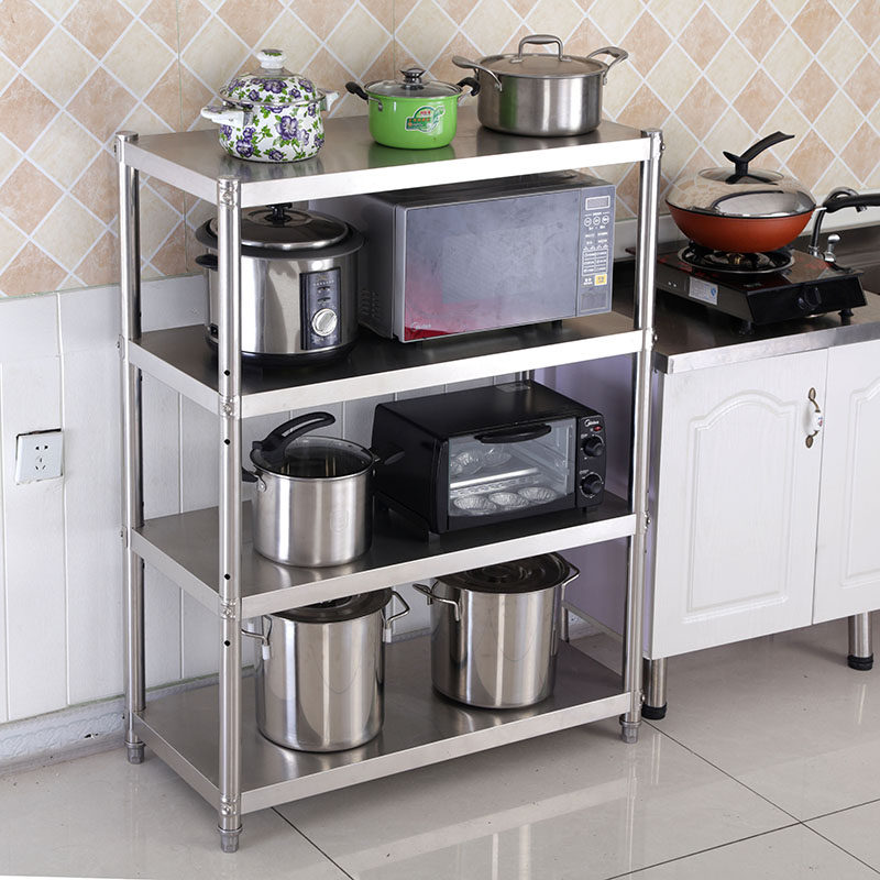 Kitchen stainless steel shelves 4-layer microwave oven rack 3 floor oven storage storage shelves housewares pot shelves