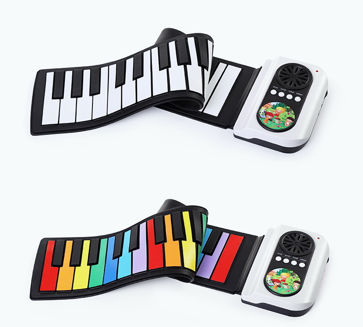 49 keys with trumpet hand-rolled piano Portable folding electronic keyboard can roll up the piano children beginner practice piano