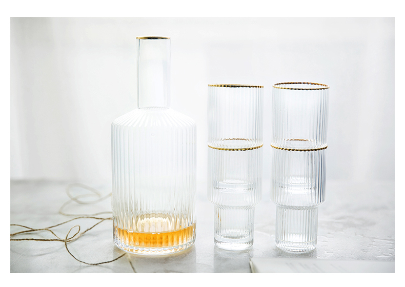 Porcelain color beauty Nordic up phnom penh vertical stripes cold set transparent glass kettle cool ice cold water kettle cup household kettle