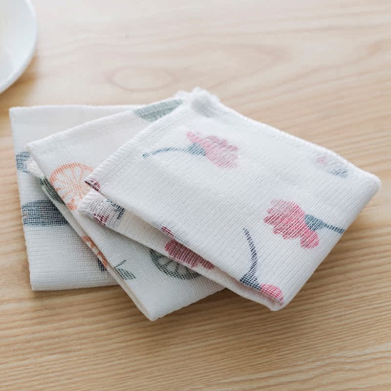 Porcelain color beauty dish cloth and the layers of wood fiber printed cloth kitchen water to oil thickening dish towel clean cloth