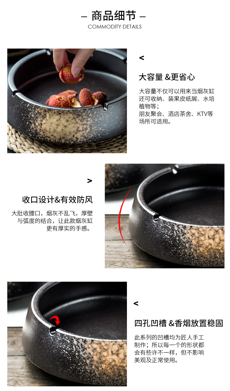 Porcelain color beauty creative emboss ceramic ashtray large thick retro home sitting room office ashtray