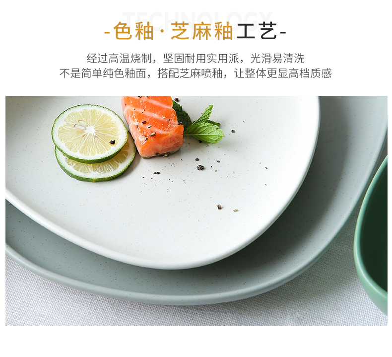 Profiled color porcelain beauty creative ceramic disc household dish dish dish beefsteak plate flat breakfast dish plate