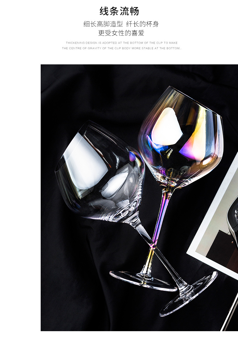 Porcelain color beautiful European bevel glass with large glasses of red wine glass goblet champagne glass