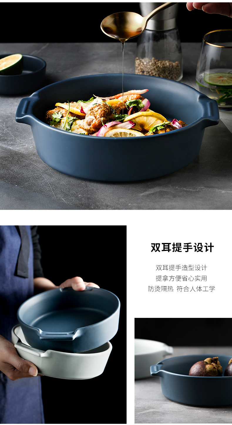Porcelain color beautiful northern western dishes deep dish soup plate household ears dish plate ceramic salad plate for FanPan baking pan