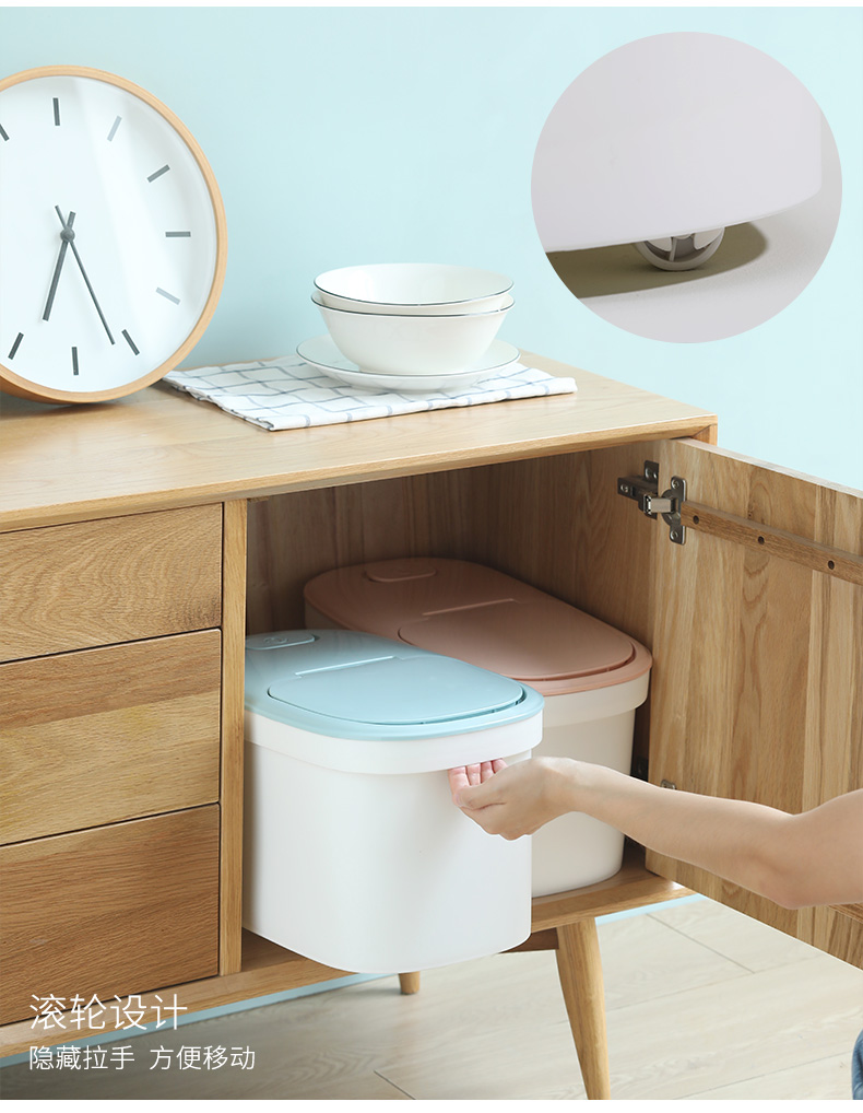 Porcelain color beautiful kitchen household ricer box 20 jins to seal insect with thick plastic storage barrel moisture meter box 10 kg