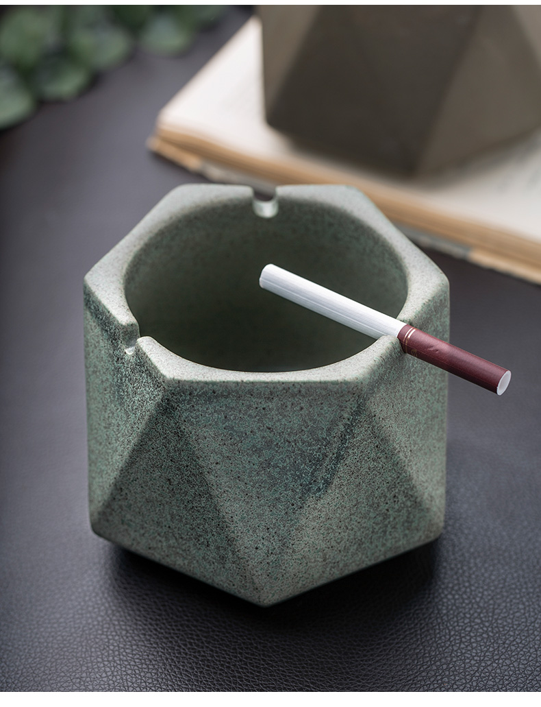 Porcelain color beautiful ashtray up with the new Chinese style of creative move large household multi - functional office ceramic ashtray trend