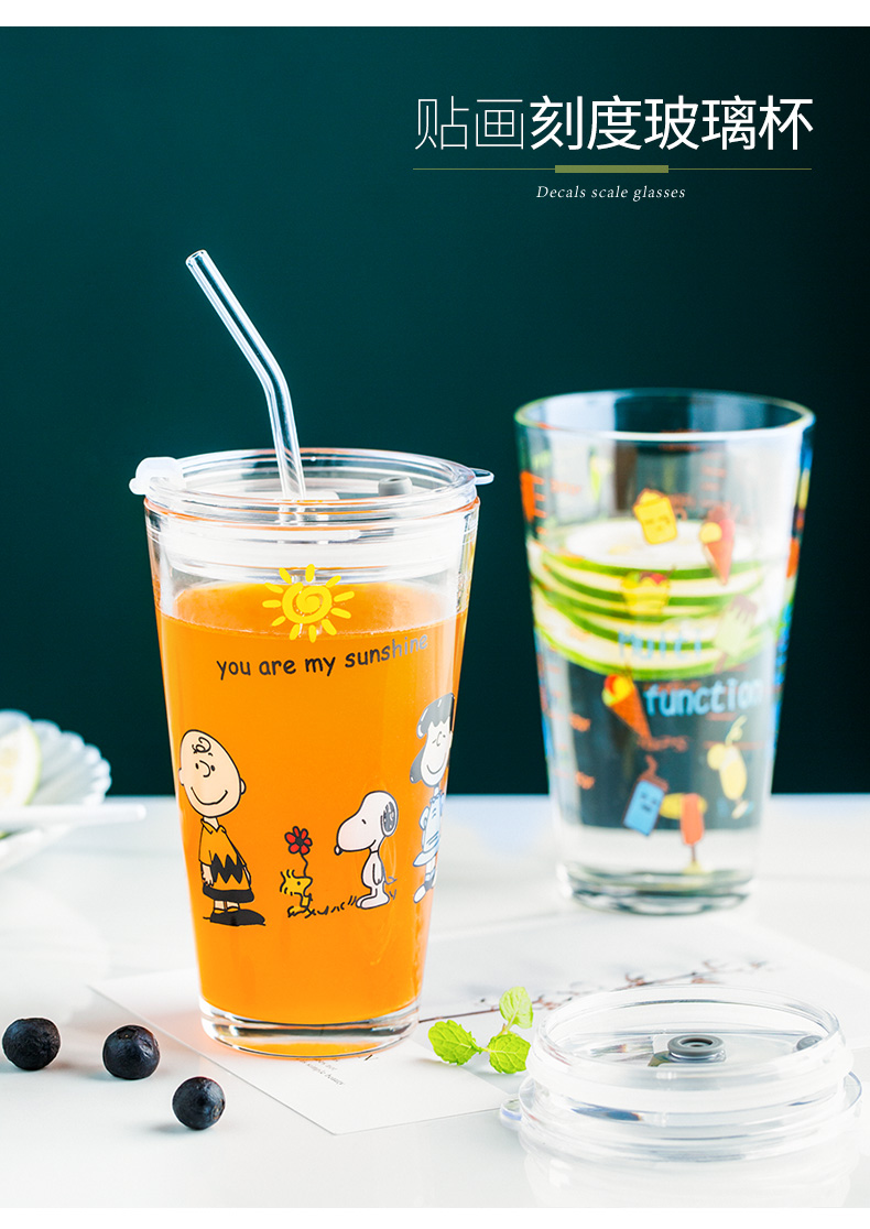 Porcelain color beauty with cover glass suction cup home children scale breakfast milk cup portable straws juice cup