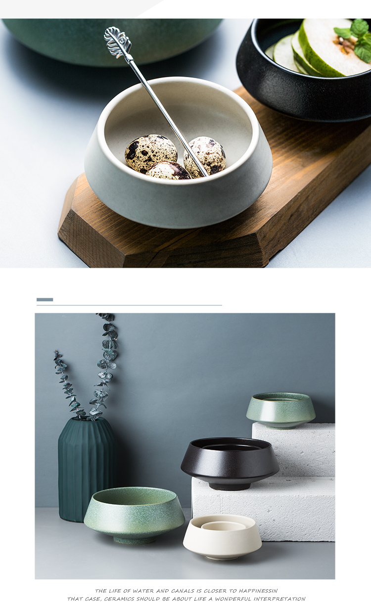 Porcelain color beauty creative ceramic bowl noodles bowl of soup bowl dish large irregular salad bowl tall bowl of tableware restoring ancient ways