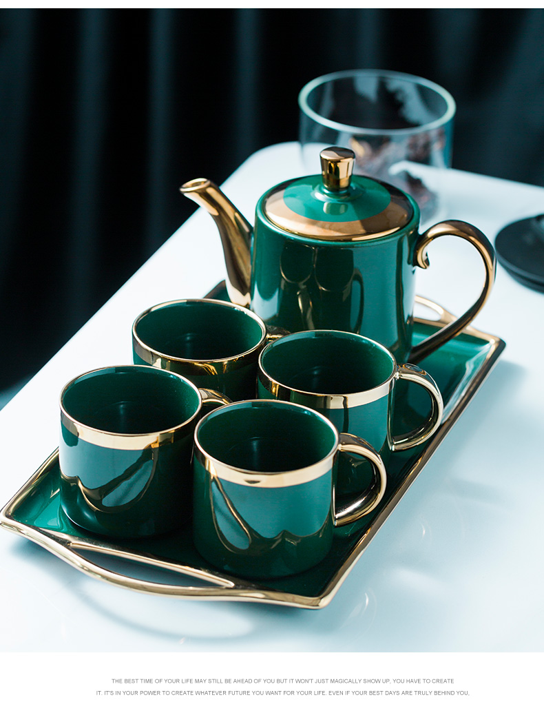 Porcelain color green jade - like stone Nordic up phnom penh cool cold suits for with tray tea kettle ceramic kettle cup with water