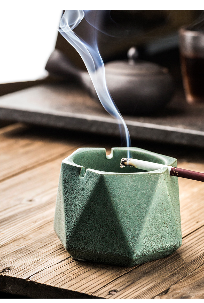 Porcelain color beautiful ashtray up with the new Chinese style of creative move large household multi - functional office ceramic ashtray trend
