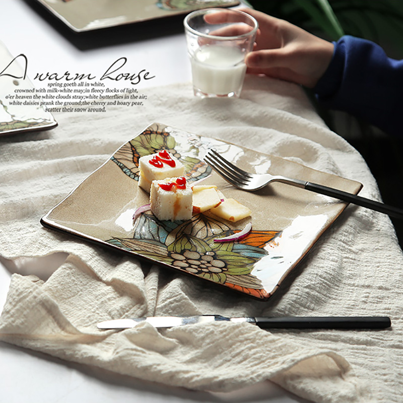 Hand - made creative household food dish plate beefsteak disc negative move tableware ceramic plate breakfast salad plate