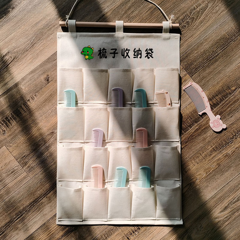 Kindergarten Comb Cashier Bag Hung Wall Child Suction sweat towels Storage bag Canvas Jump Rope Small Comb Multilayer Disposal Bag-Taobao