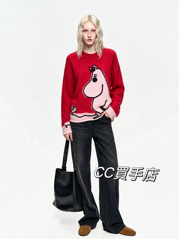 Red Sweater for Women, Long-Sleeved, 2026 Autumn New Knitwear, Mohair, Sheep Wool, Rolled Edge, Mbf3Swt053