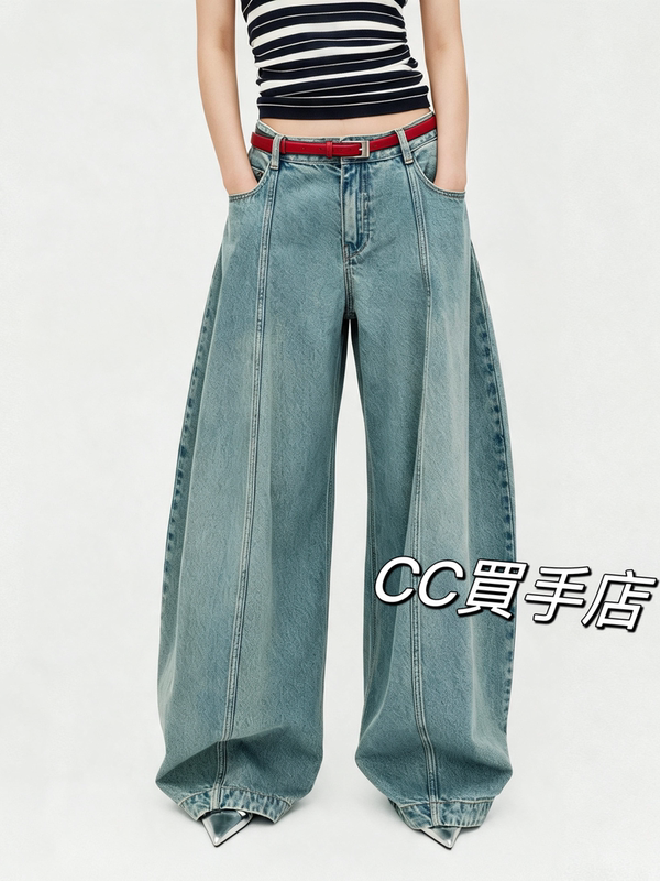 Designer Collaboration Genuine Women's Jeans 2026 Autumn New Wide-Leg Scimitar Pants Loose Long Pants Mbf3Jen033