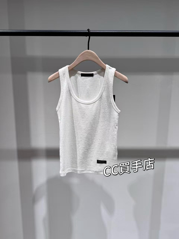 【C+ Series】Authentic Vest 2026 Spring New Arrival Stretch Cotton Wave Vertical Pattern Washed Rhinestone Mbf1Vet001