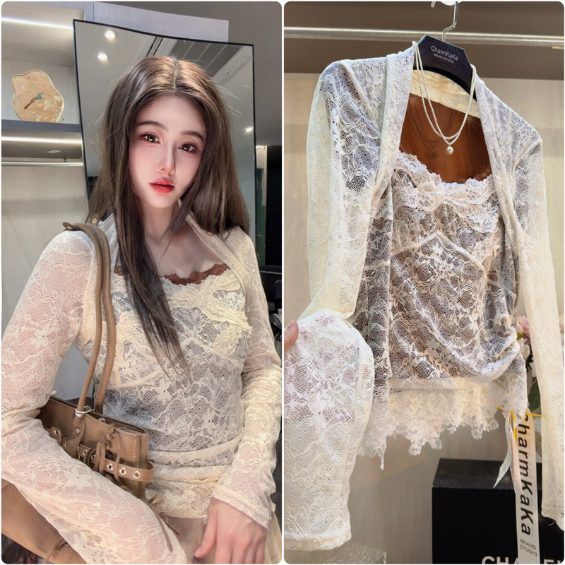 【Thoughts Are Scattered】65571 Lace Crochet Top Plus Size for Chubby Women 【Thoughts Are Scattered】65571 Lace Crochet Top Plus Size for Chubby Women