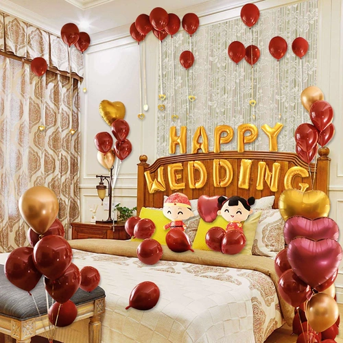 Свадебный алюминиевый фильм Balloon Свадьба Новый свадебный дом украшения романтическая сеть красно -конфессий Пакет творческие праздничные поставки