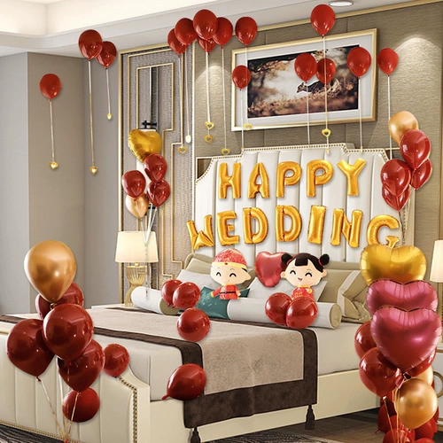 Свадебный алюминиевый фильм Balloon Свадьба Новый свадебный дом украшения романтическая сеть красно -конфессий Пакет творческие праздничные поставки