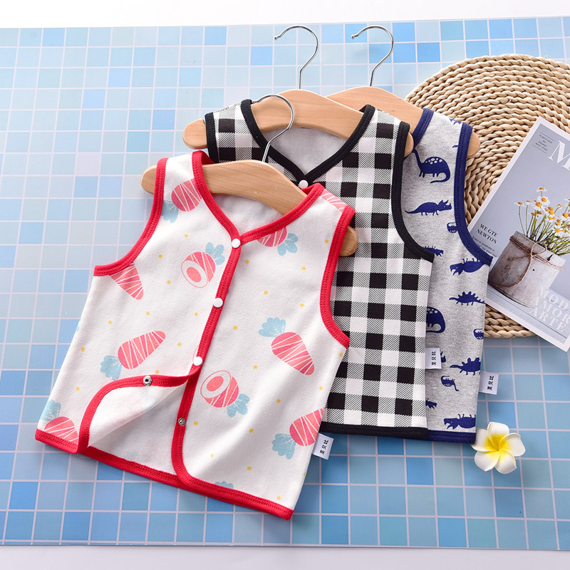 Baby Waistcoat Spring Autumn Season Monolayer Thin pantry girl child baby vest pure cotton Summer Camshoulder Outer wear