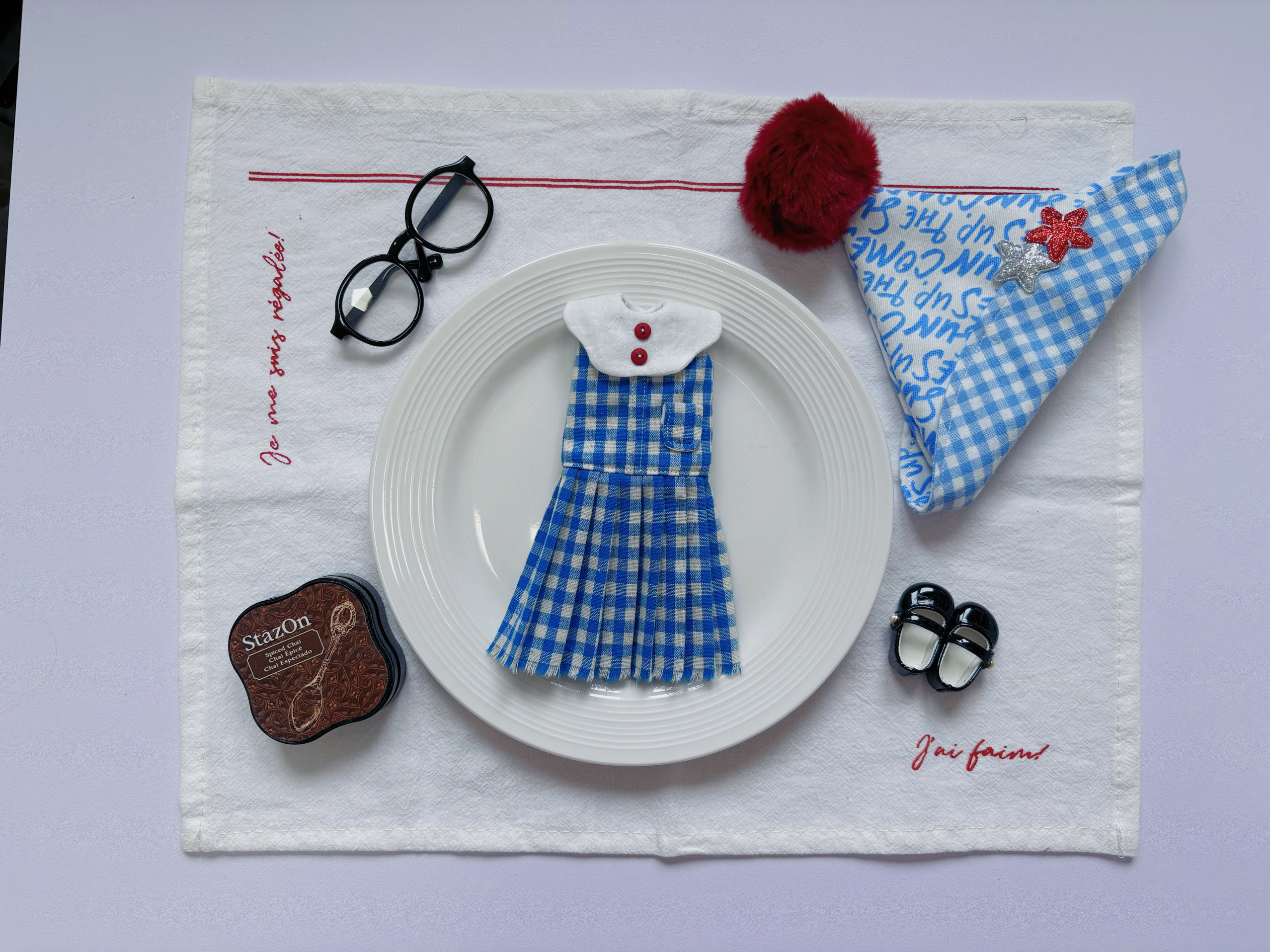 одежду полу ребенка 【blythe娃衣】蓝色连衣裙and小帽子