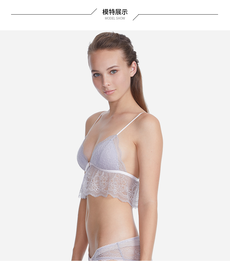 6IXTY8IGHT 68 không có vòng thép ren cô gái áo lót mỏng gợi cảm nữ BR06318 ao lót cho con bú
