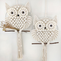 Owl tapestry wall hanging diy hand woven home wall ornaments rope art woven tapestry material bag