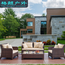 Outdoor waterproof furniture rattan sofa Nordic vines Rattan Sofa Balcony Knitted Rattan Sofa Chair Outdoor Three-Five Pieces Combinations