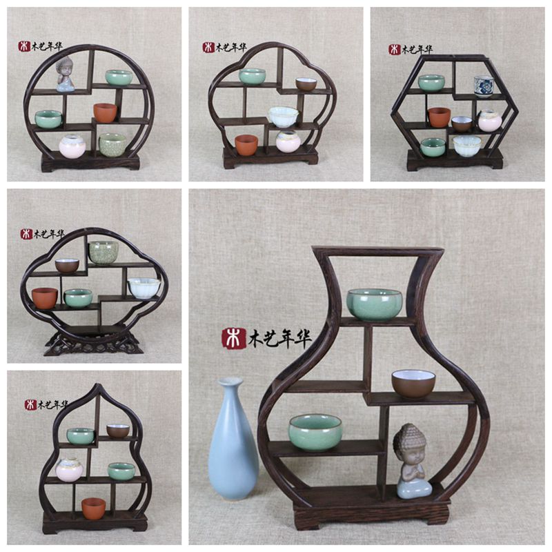 Mahogany chicken wing wood solid wood Ming-style small Bogu rack strange stone jade display stand purple sand pot bonsai base shelf