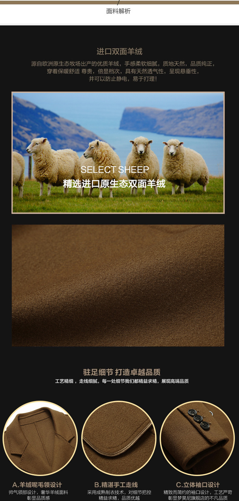 Áo len nam cao cấp 2018 thu đông mới dài nam dài 100% len nguyên chất áo len cashmere hai mặt áo len nam