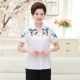 Áo sơ mi nữ trung niên 2019 xuân hè mới áo cotton thêu nữ áo dài tay áo sơ mi mẹ trung niên - Áo sơ mi dài tay