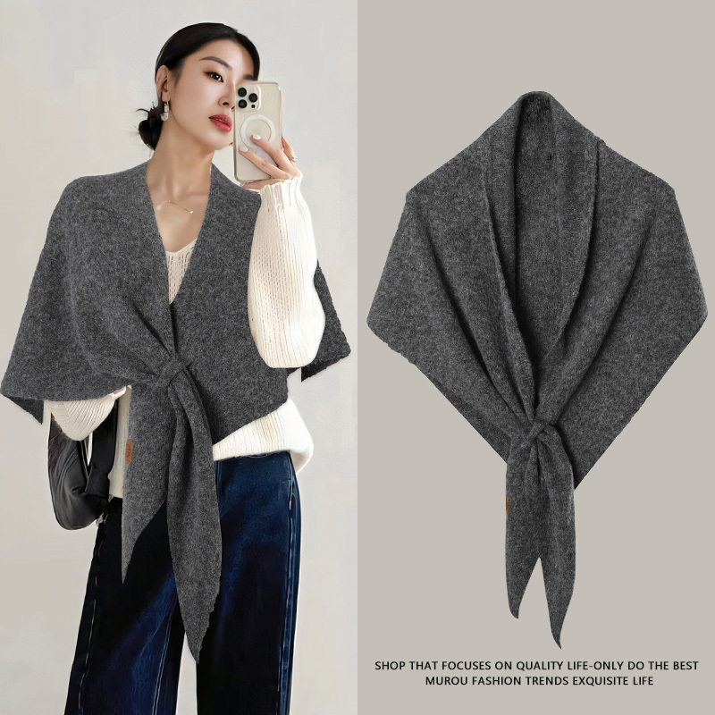 Summer Lazy Cross-Triangle Scarf, Large Shawl for Women, Wool Blend, Suitable for Air-Conditioned Rooms, Office Neck Protection, Warm Outerwear, Vest