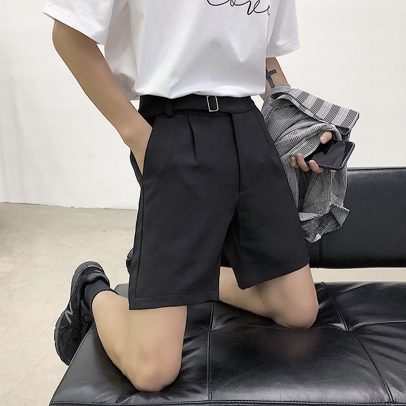 NCboy hè Hàn Quốc quần đen rắn nam năm điểm xu hướng quần short nam retro thủy triều thương hiệu ins gió - Quần