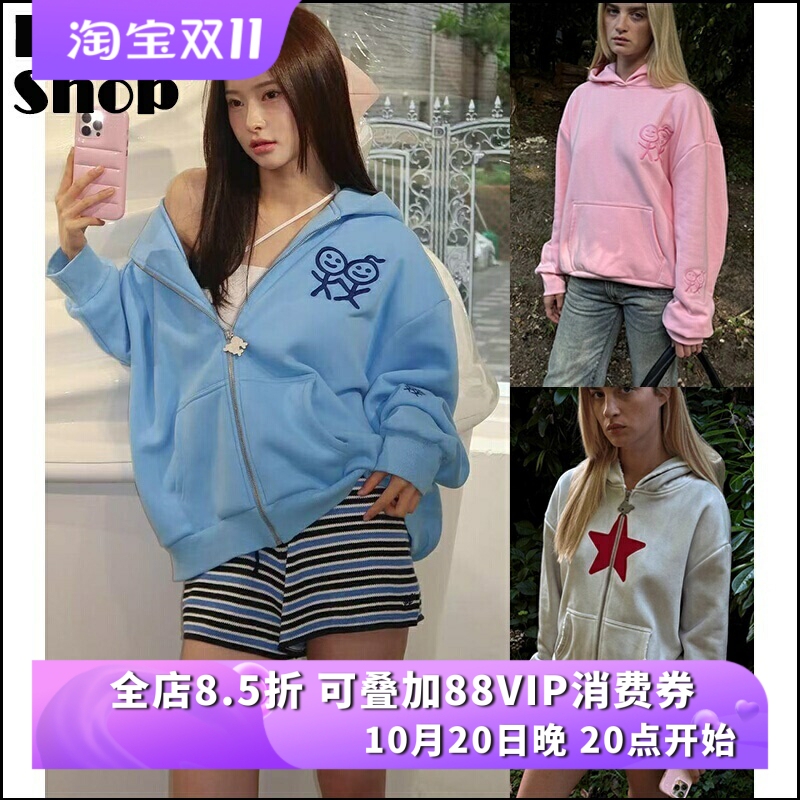 【La Via】Authentic Urban Sophistication Fortune-Seeking Homebody Same Style Stick Figure Hoodie 【La Via】Authentic Urban Sophistication Fortune-Seeking Homebody Same Style Stick Figure Hoodie