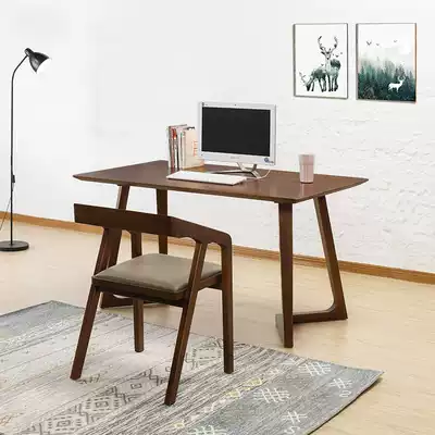 Nordic creative log dining table and chair combination Modern minimalist desk desk desk desk full solid wood computer desk