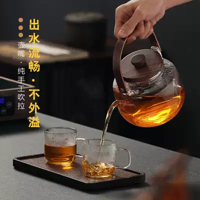 Heat-resistant glass cooking teapot single pot household heat preservation black crystal stove white tea brewer set kung fu tea kettle