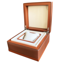 High-grade brown leather watch box Jade watch box leather gift box bracelet necklace jewelry box custom-made watchbox