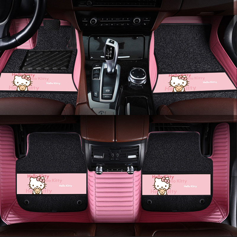 Customized according to the model, large surround car floor mat wire ring leather cute female couple custom car interior mat car decoration