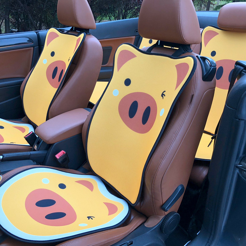 Cartoon car seat cushion summer ice silk cool cushion environmental protection breathable free anti-skid car cushion four seasons cute female cushion
